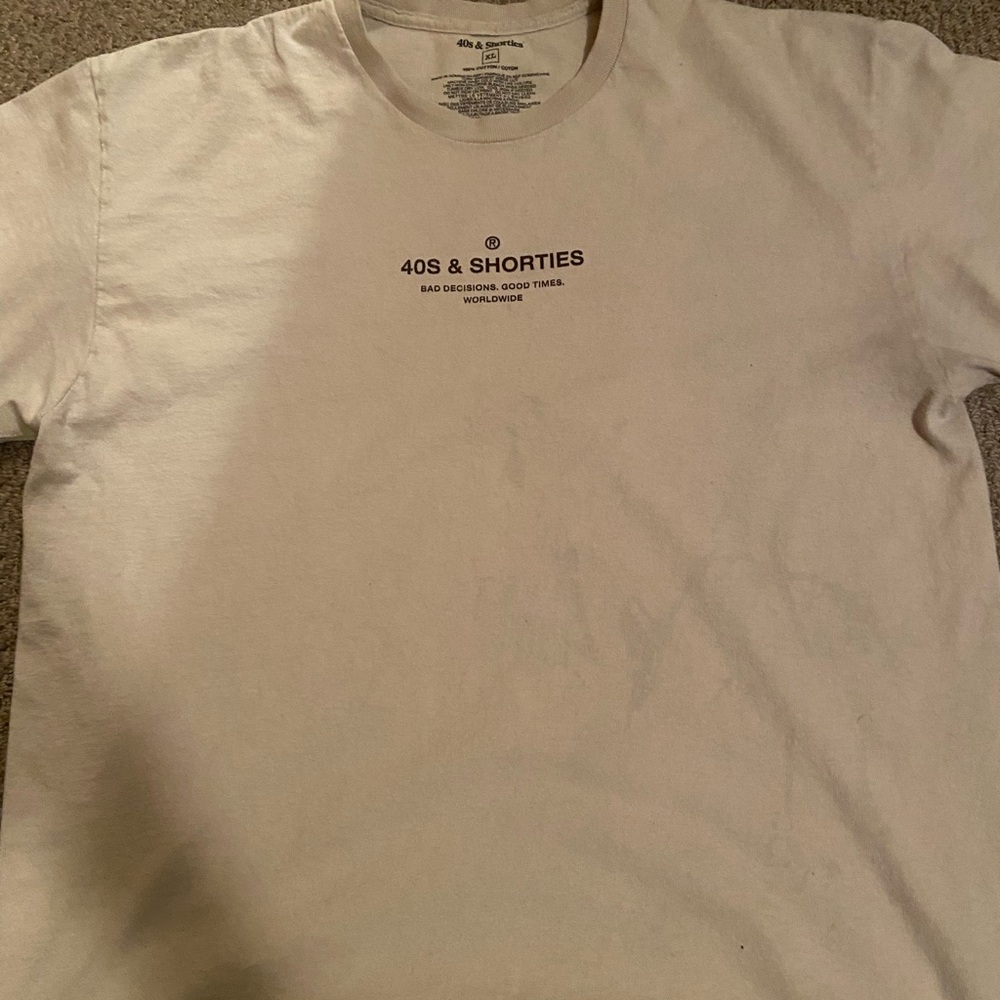 Cream Cotton Blend Short Sleeve Tee